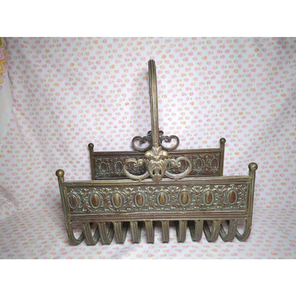 Vintage Decorative Metal Fireplace Log Wood Holder Basket Ornate